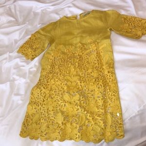 Stella McCartney kids yellow embroider dress